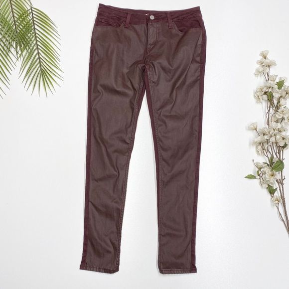 Levi's 535 Burgundy Faux Leather Skinny Jeans 28 - Picture 2 of 6